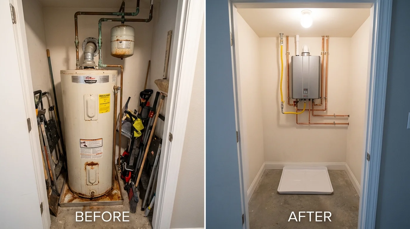 Tank water heater versus wall-mounted tankless unit comparison for Fredonia, NY homeowners